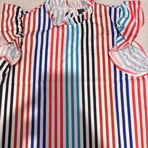 Striped Ruffle Sleeve Top